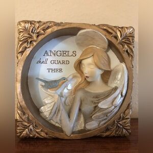 Amscan "Angels Shall Guard Thee" 4" Plaque or Stand Resin- No Box